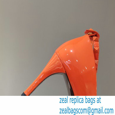 Valentino Heel 8cm Rockstud Slingback Pumps with Removable Strap Patent Orange 2021 - Click Image to Close