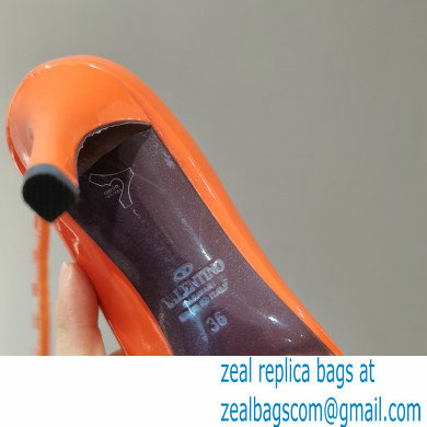 Valentino Heel 8cm Rockstud Slingback Pumps with Removable Strap Patent Orange 2021 - Click Image to Close