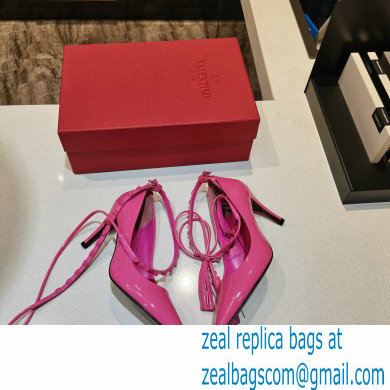 Valentino Heel 8cm Rockstud Slingback Pumps with Removable Strap Patent Pink 2021 - Click Image to Close