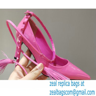 Valentino Heel 8cm Rockstud Slingback Pumps with Removable Strap Patent Pink 2021