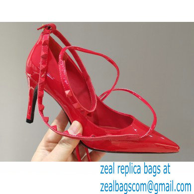Valentino Heel 8cm Rockstud Slingback Pumps with Removable Strap Patent Red 2021