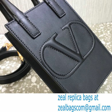 Valentino Mini VLogo Walk Calfskin Tote Bag Black 2021