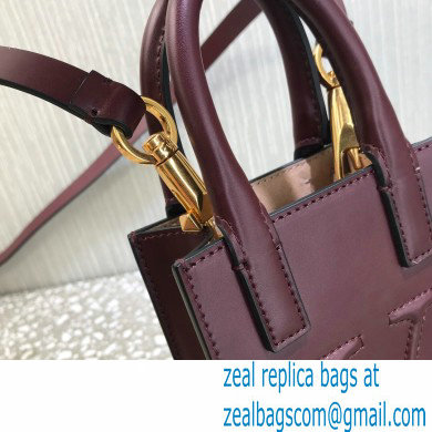 Valentino Mini VLogo Walk Calfskin Tote Bag Burgundy 2021