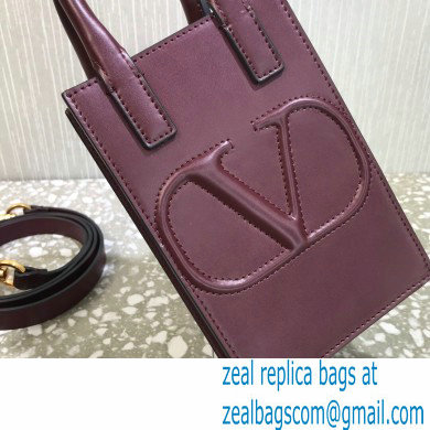 Valentino Mini VLogo Walk Calfskin Tote Bag Burgundy 2021