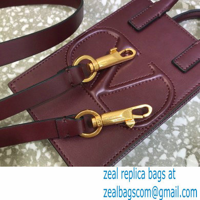 Valentino Mini VLogo Walk Calfskin Tote Bag Burgundy 2021
