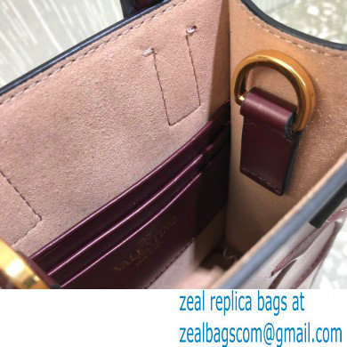 Valentino Mini VLogo Walk Calfskin Tote Bag Burgundy 2021