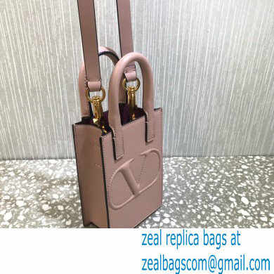 Valentino Mini VLogo Walk Calfskin Tote Bag Nude Pink 2021
