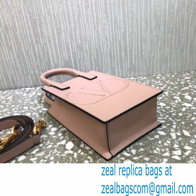 Valentino Mini VLogo Walk Calfskin Tote Bag Nude Pink 2021