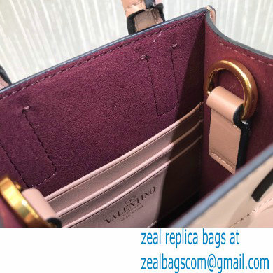 Valentino Mini VLogo Walk Calfskin Tote Bag Nude Pink 2021