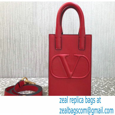 Valentino Mini VLogo Walk Calfskin Tote Bag Red 2021