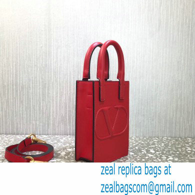 Valentino Mini VLogo Walk Calfskin Tote Bag Red 2021