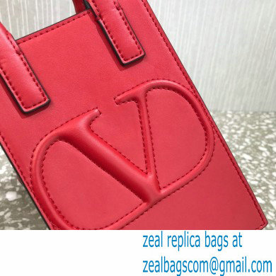 Valentino Mini VLogo Walk Calfskin Tote Bag Red 2021