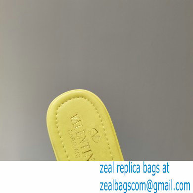 Valentino Quilted Calfskin Roman Stud Slide Sandals Yellow 2021