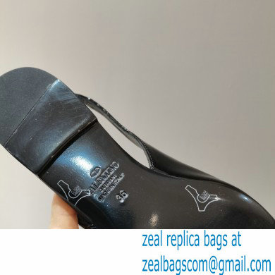 Valentino Rockstud Slingback Ballet Flats with Removable Strap Patent Black 2021