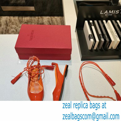 Valentino Rockstud Slingback Ballet Flats with Removable Strap Patent Orange 2021