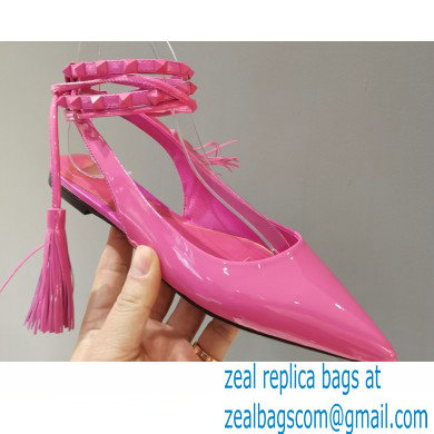 Valentino Rockstud Slingback Ballet Flats with Removable Strap Patent Pink 2021