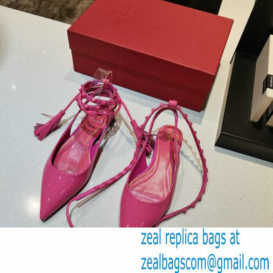 Valentino Rockstud Slingback Ballet Flats with Removable Strap Patent Pink 2021