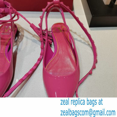 Valentino Rockstud Slingback Ballet Flats with Removable Strap Patent Pink 2021