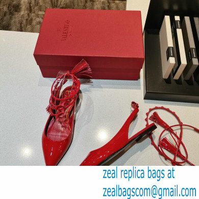 Valentino Rockstud Slingback Ballet Flats with Removable Strap Patent Red 2021
