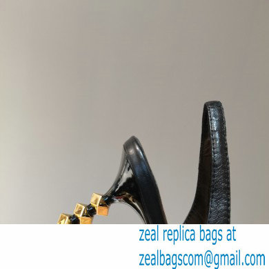 Valentino Sculpted Heel 7cm Rockstud Slingback Pumps Black 2021