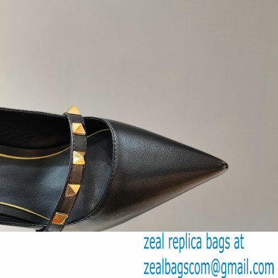 Valentino Sculpted Heel 7cm Rockstud Slingback Pumps Black 2021