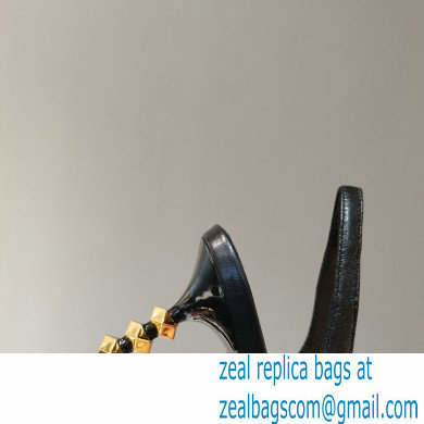Valentino Sculpted Heel 7cm Rockstud Slingback Pumps Black/White 2021