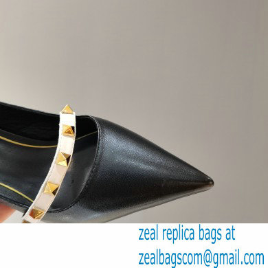 Valentino Sculpted Heel 7cm Rockstud Slingback Pumps Black/White 2021