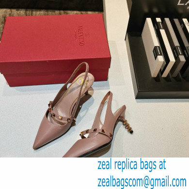 Valentino Sculpted Heel 7cm Rockstud Slingback Pumps Nude Pink 2021