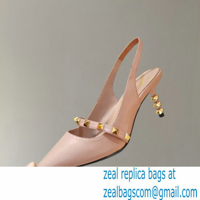 Valentino Sculpted Heel 7cm Rockstud Slingback Pumps Nude Pink 2021