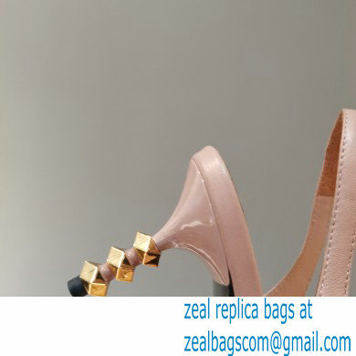 Valentino Sculpted Heel 7cm Rockstud Slingback Pumps Nude Pink 2021