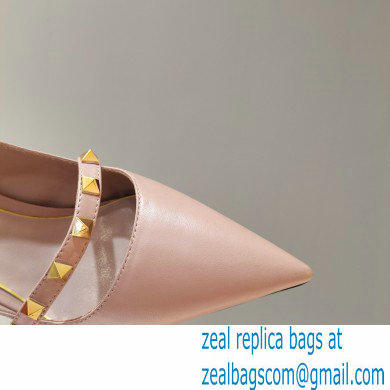 Valentino Sculpted Heel 7cm Rockstud Slingback Pumps Nude Pink 2021