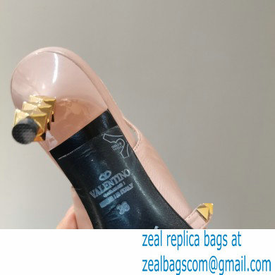Valentino Sculpted Heel 7cm Rockstud Slingback Pumps Nude Pink 2021