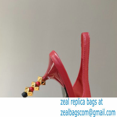 Valentino Sculpted Heel 7cm Rockstud Slingback Pumps Red 2021