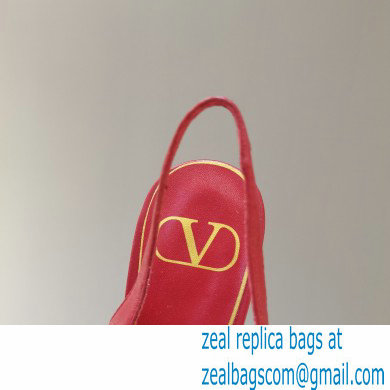 Valentino Sculpted Heel 7cm Rockstud Slingback Pumps Red 2021