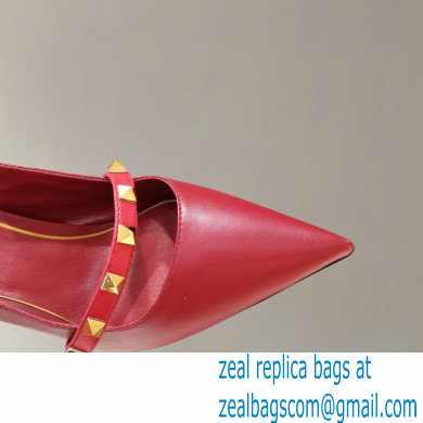 Valentino Sculpted Heel 7cm Rockstud Slingback Pumps Red 2021