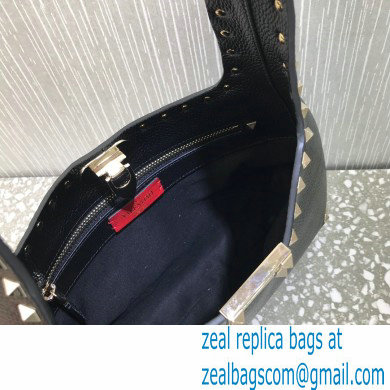 Valentino Small Rockstud Grainy Calfskin Hobo Bag Black 2021