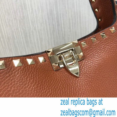Valentino Small Rockstud Grainy Calfskin Hobo Bag Brown 2021