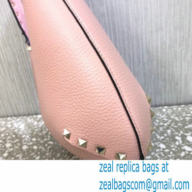 Valentino Small Rockstud Grainy Calfskin Hobo Bag Pink 2021