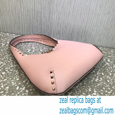 Valentino Small Rockstud Grainy Calfskin Hobo Bag Pink 2021