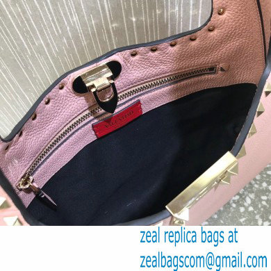 Valentino Small Rockstud Grainy Calfskin Hobo Bag Pink 2021