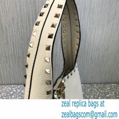 Valentino Small Rockstud Grainy Calfskin Hobo Bag White 2021