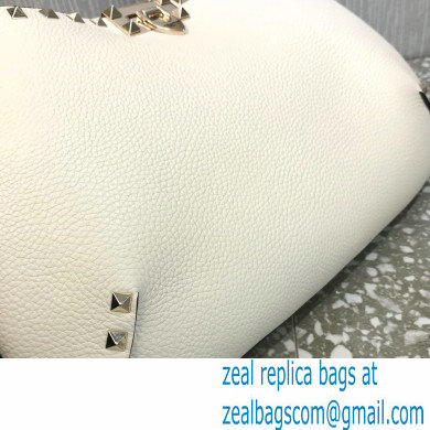 Valentino Small Rockstud Grainy Calfskin Hobo Bag White 2021