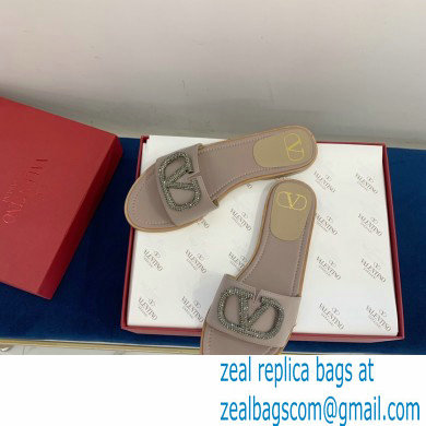 Valentino VLogo Signature Slide Sandals Camel/Crystals 2021