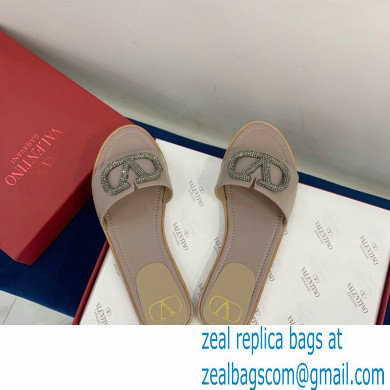 Valentino VLogo Signature Slide Sandals Camel/Crystals 2021