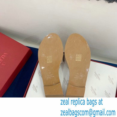 Valentino VLogo Signature Slide Sandals Camel/Crystals 2021