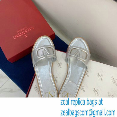 Valentino VLogo Signature Slide Sandals Silver 2021