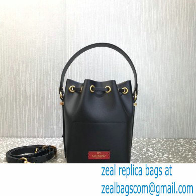 Valentino VLogo Walk Calfskin Bucket Bag Black 2021