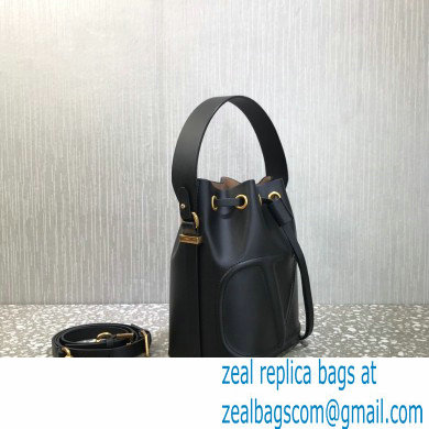 Valentino VLogo Walk Calfskin Bucket Bag Black 2021