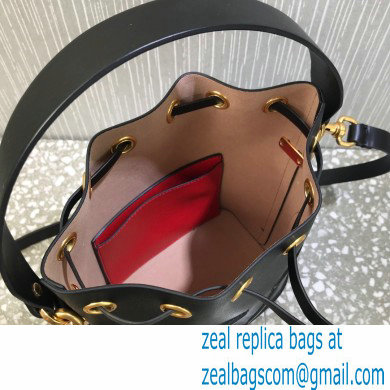 Valentino VLogo Walk Calfskin Bucket Bag Black 2021