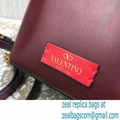 Valentino VLogo Walk Calfskin Bucket Bag Burgundy 2021